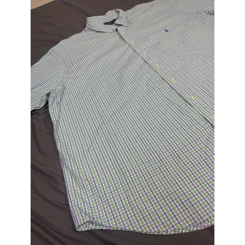 Polo Ralph Lauren Mens 3XB Big Classic Fit Green Plaid‎ S/S Button Down Shirt